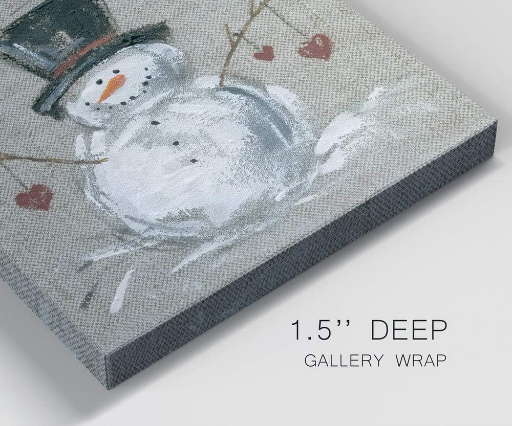 Renditions Gallery Snowman with Hearts Wall Art, Cute Christmas & Winter Artwork,