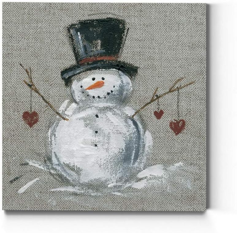 Renditions Gallery Snowman with Hearts Wall Art, Cute Christmas & Winter Artwork,