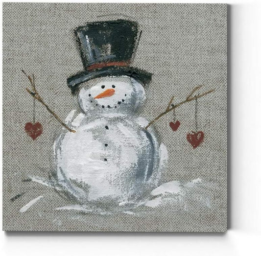Renditions Gallery Snowman with Hearts Wall Art, Cute Christmas & Winter Artwork,
