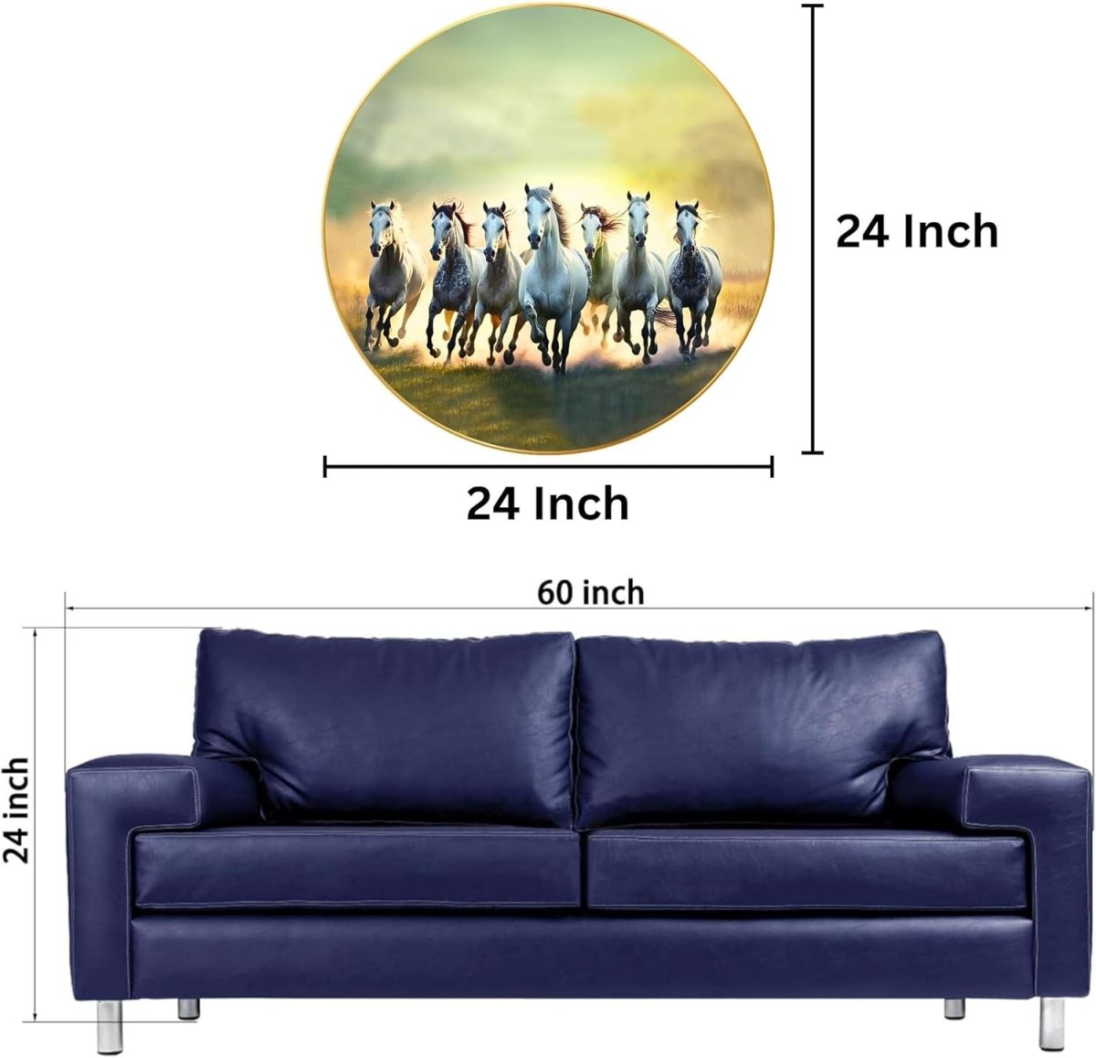 Sandhu crafts Seven Horses Vastu Painting For Wall Decoration Big Large Size 7 horse Vastu Frame Golden Framed