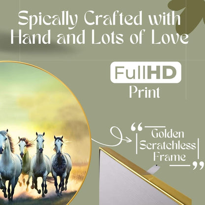 Sandhu crafts Seven Horses Vastu Painting For Wall Decoration Big Large Size 7 horse Vastu Frame Golden Framed