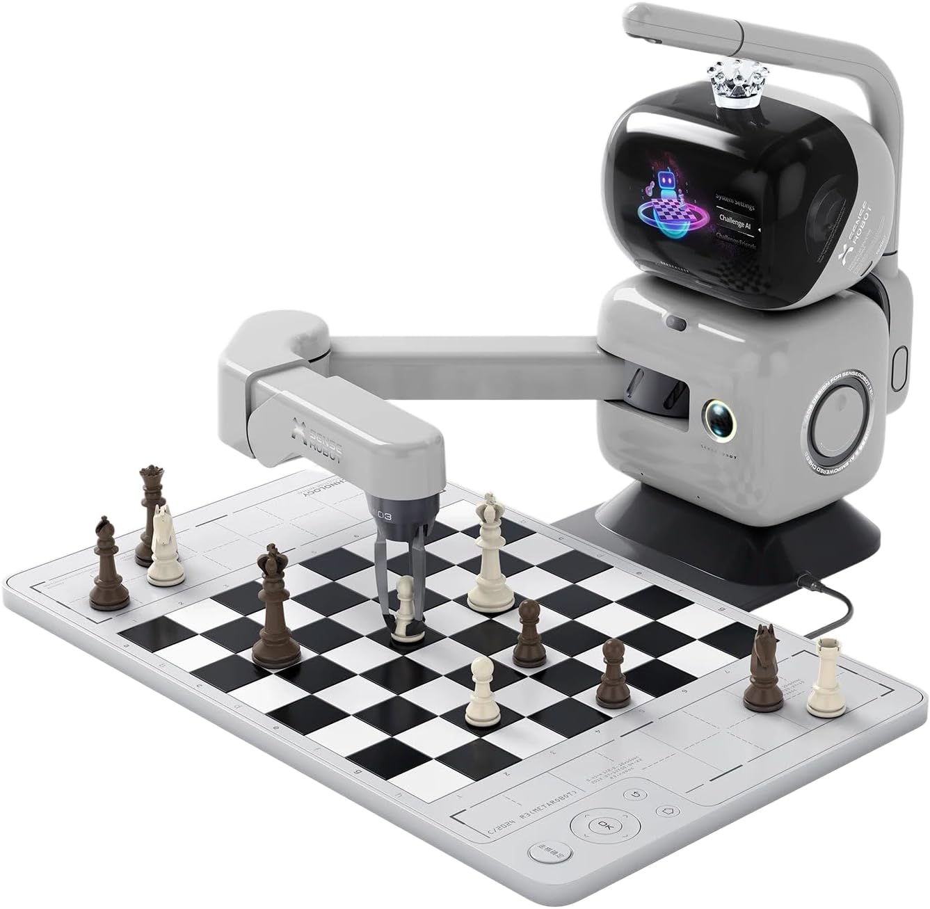 Sense Robot AI Chess Robot with Robotic Arm – 25 AI Levels, 1200+ Exercises,