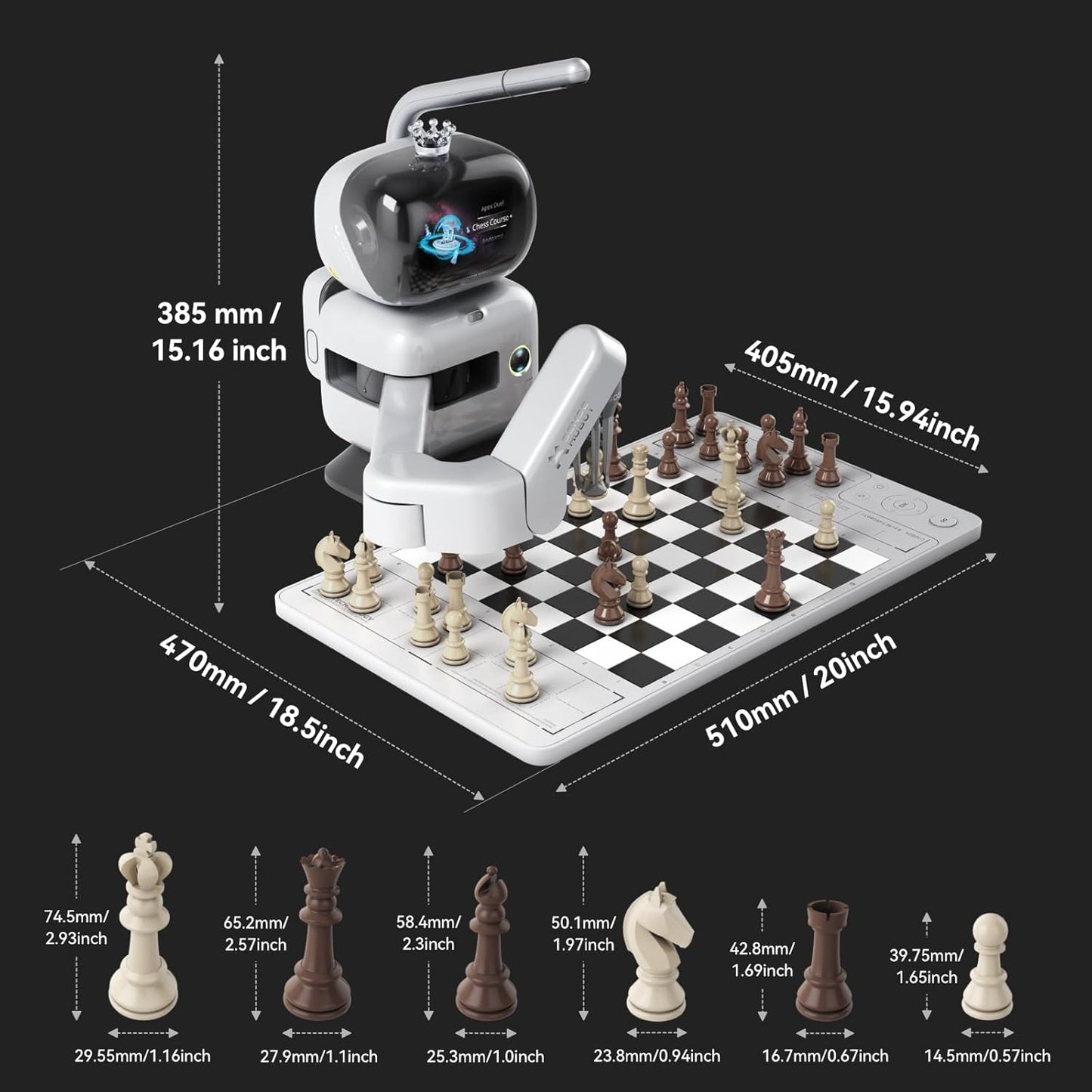Sense Robot AI Chess Robot with Robotic Arm – 25 AI Levels, 1200+ Exercises
