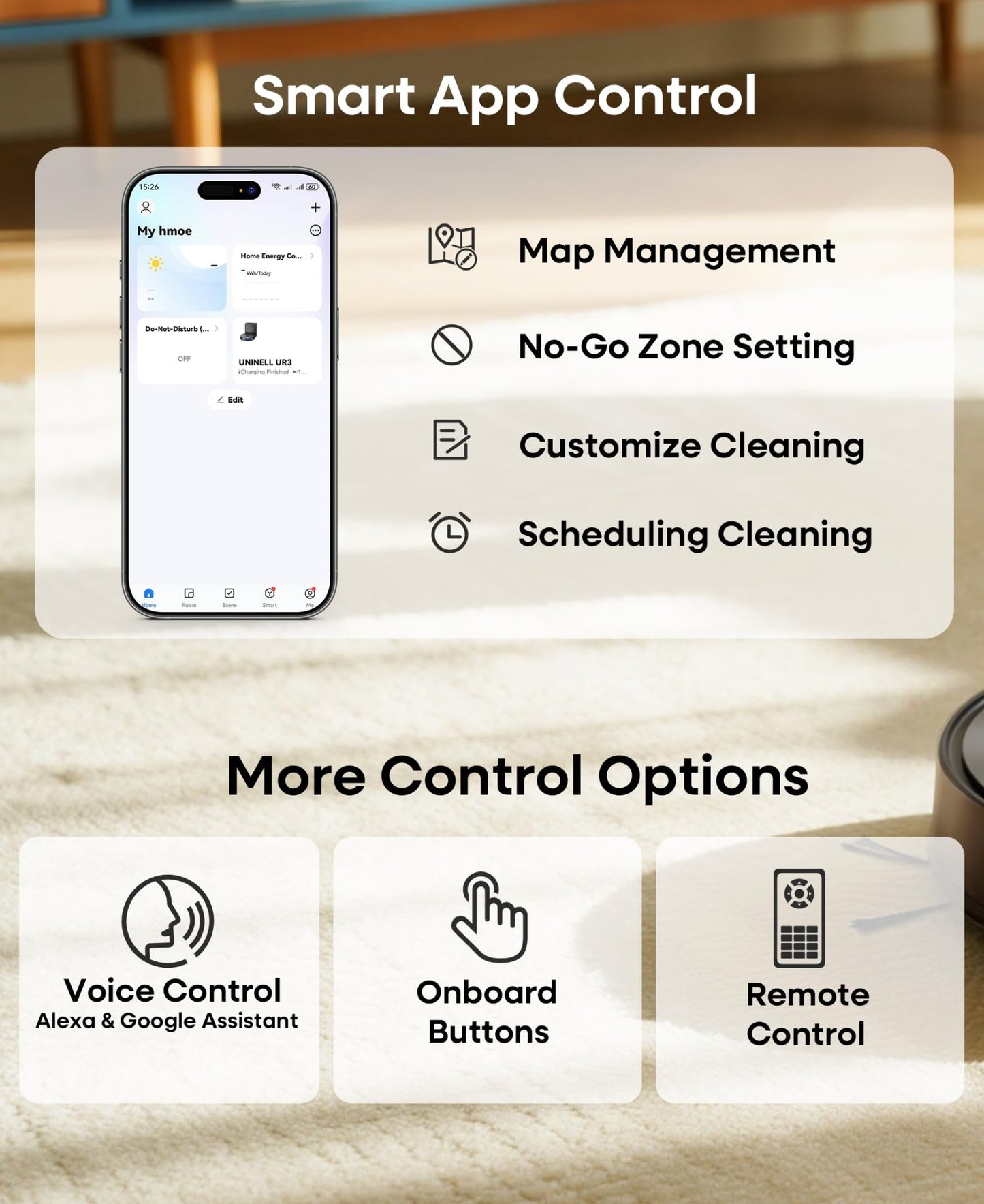 uninell Robot Vacuum Cleaner with Mop,Robotic Vacuum with 5000Pa Super Suction,180min runtime