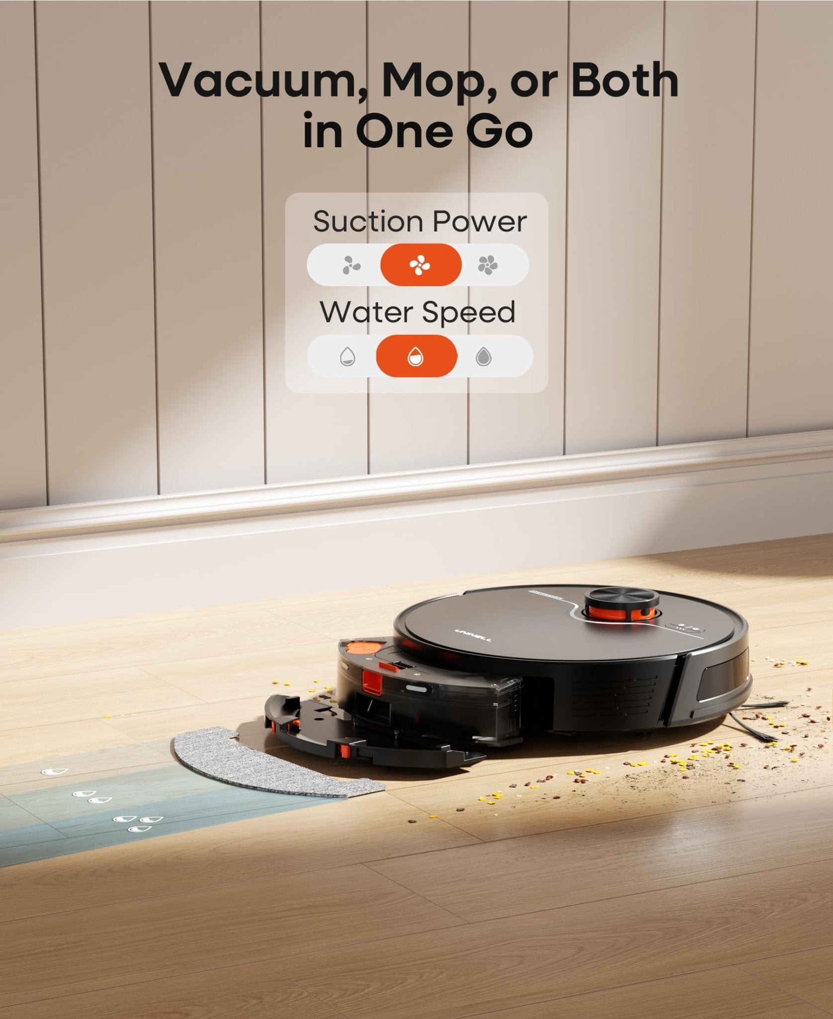 uninell Robot Vacuum Cleaner with Mop,Robotic Vacuum with 5000Pa Super Suction,180min runtime