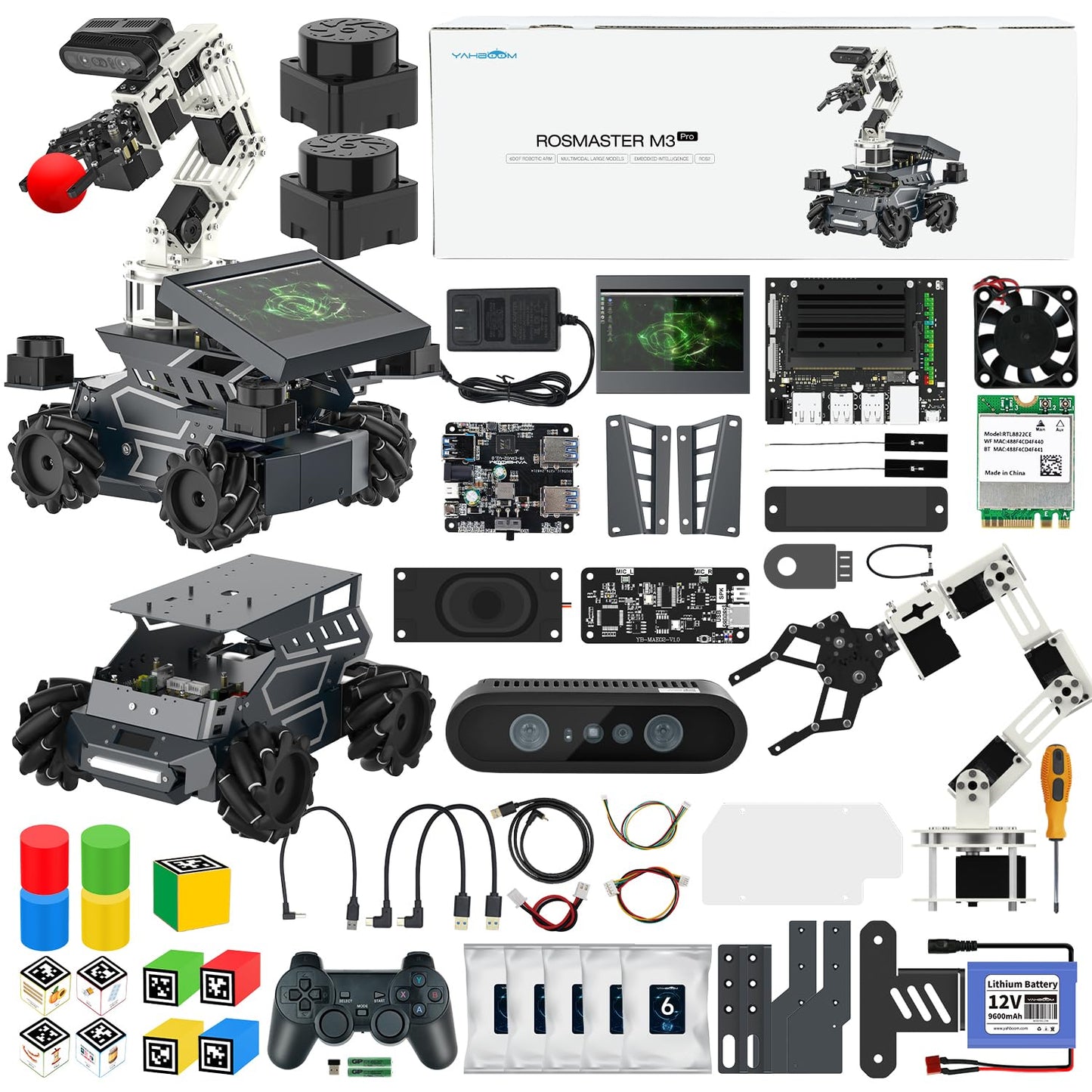 Yahboom ROS2 Robotic Arm & Car Kit, AI Intelligent Mobile Aluminum Alloy – #collection_name# – Luxury Collection