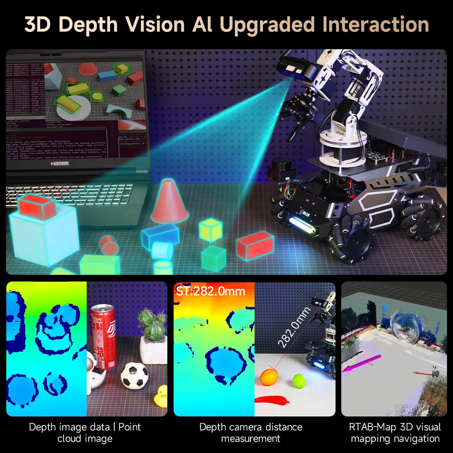 Yahboom ROS2 Robotic Arm & Car Kit, AI Intelligent Mobile Aluminum Alloy – #collection_name# – Luxury Collection